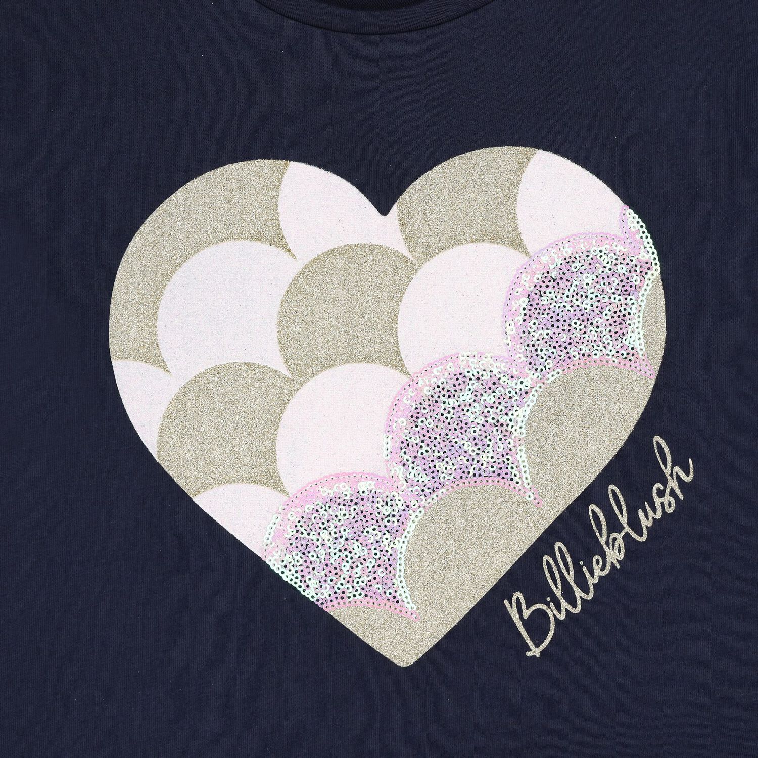 Girls Navy Blue Logo Heart T-Shirt, 2, hi-res image number null