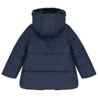 Girls Navy Blue Reversible Faux Fur Jacket, 1, hi-res