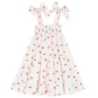 Girls White & Pink Rose Dress, 1, hi-res