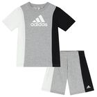 White, Grey & Black Logo Shorts Set, 1, hi-res