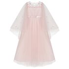 Girls Pink Layered Tulle Floral Dress, 1, hi-res
