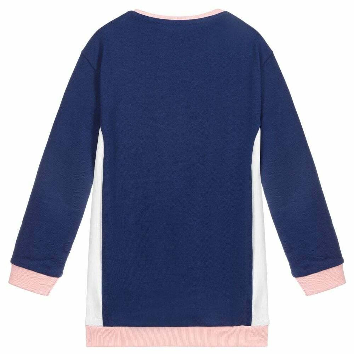 Girls Navy & Pink Logo Sweatshirt Dress, 2, hi-res
