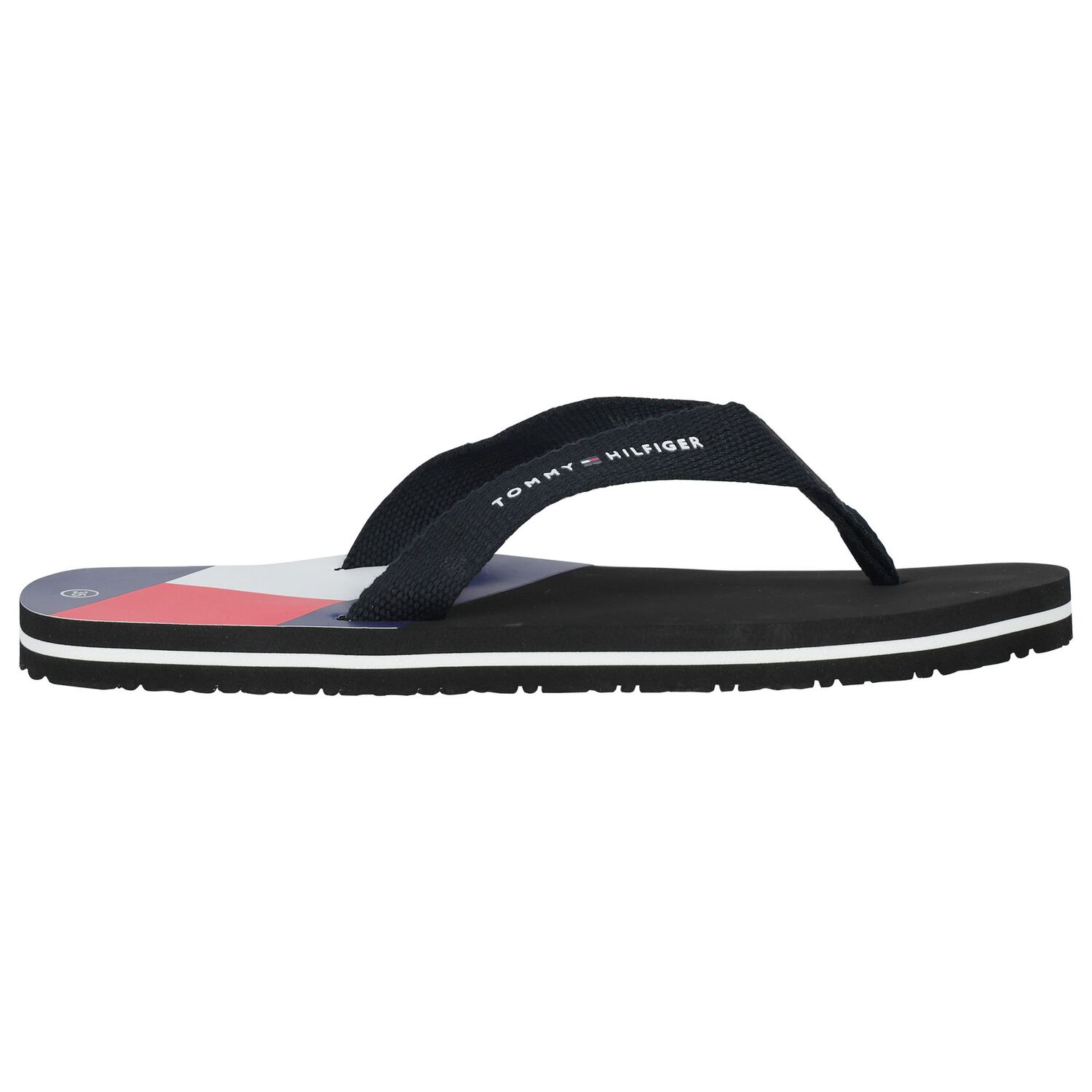 Boys Black Logo Flip Flops, 1, hi-res