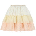 Girls White, Pink & Yellow Logo Skirt, 1, hi-res