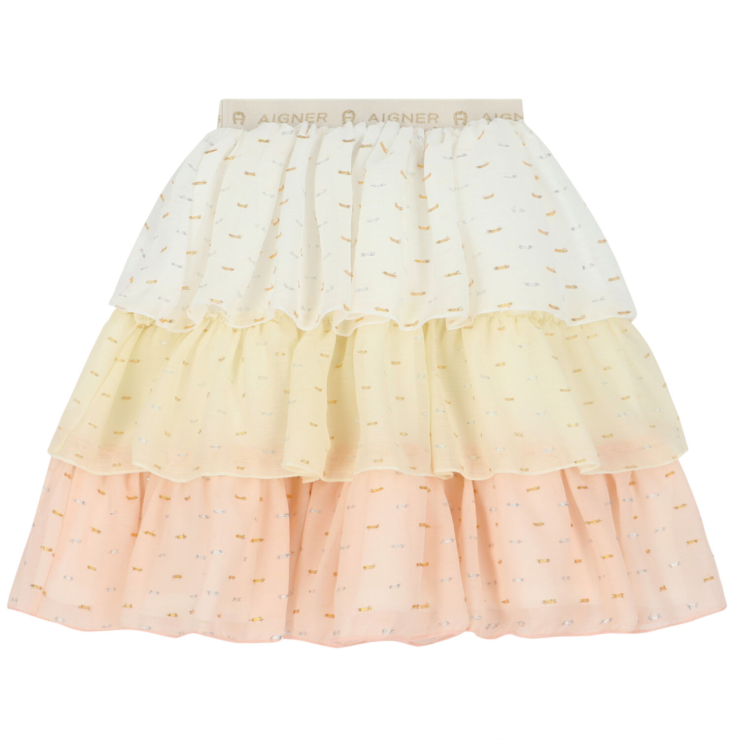 Girls White, Pink & Yellow Logo Skirt, 1, hi-res
