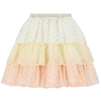 Girls White, Pink & Yellow Logo Skirt