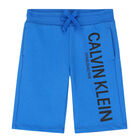 Boys Blue Logo Shorts, 1, hi-res