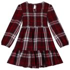 Girls Red Tartan Long Sleeve Dress, 1, hi-res
