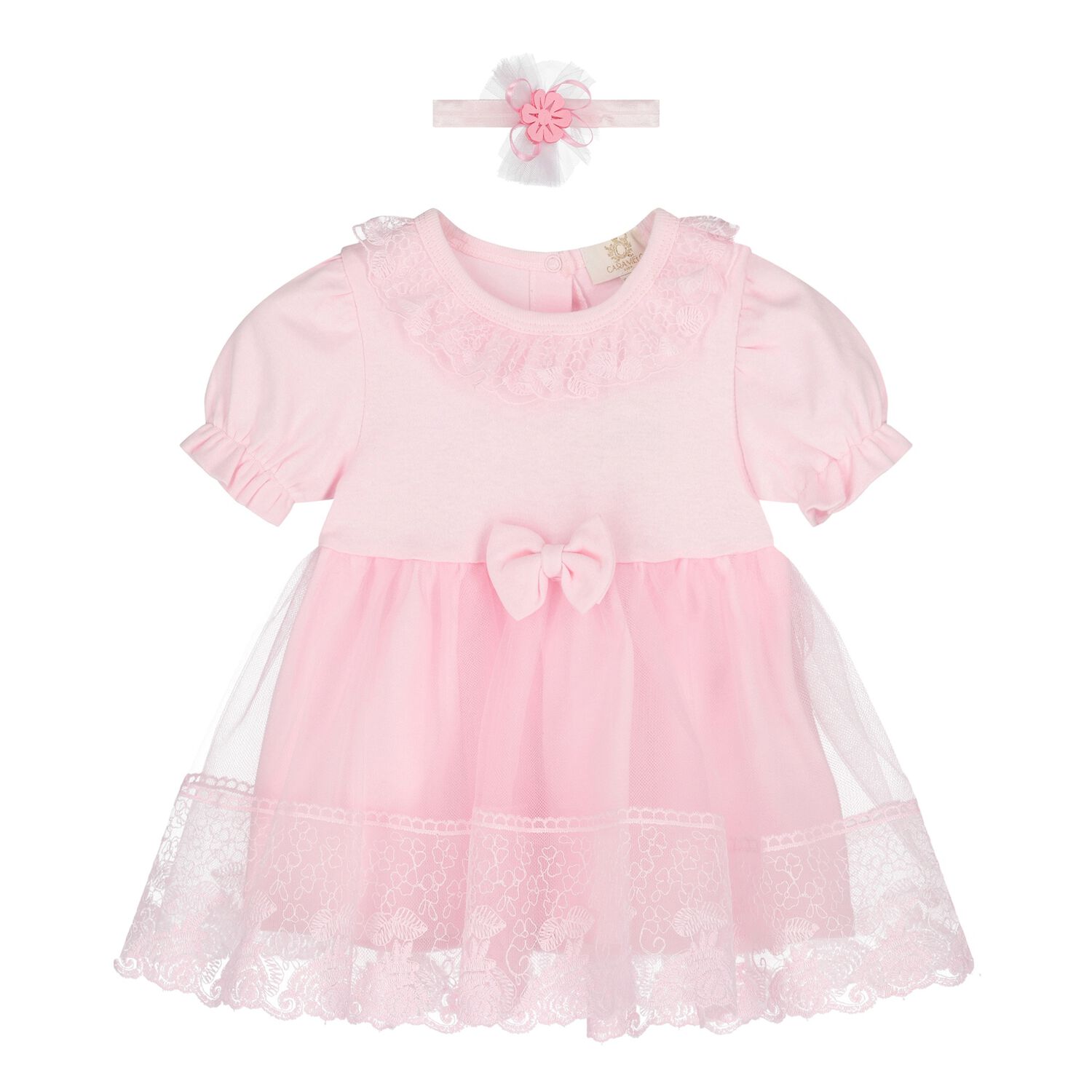 Baby Girls Pink Lace Dress Set, 1, hi-res