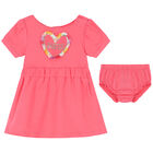 Baby Girls Pink Logo Dress Set, 1, hi-res