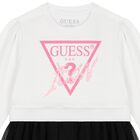 Girls White & Black Logo Tulle Dress, 1, hi-res