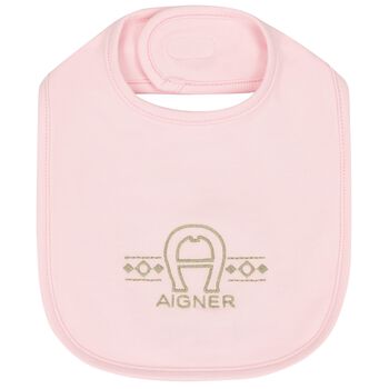 Baby Girls Pink Logo Bib