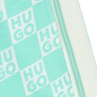 Boys Aqua & White Check Logo Shorts, 2, hi-res