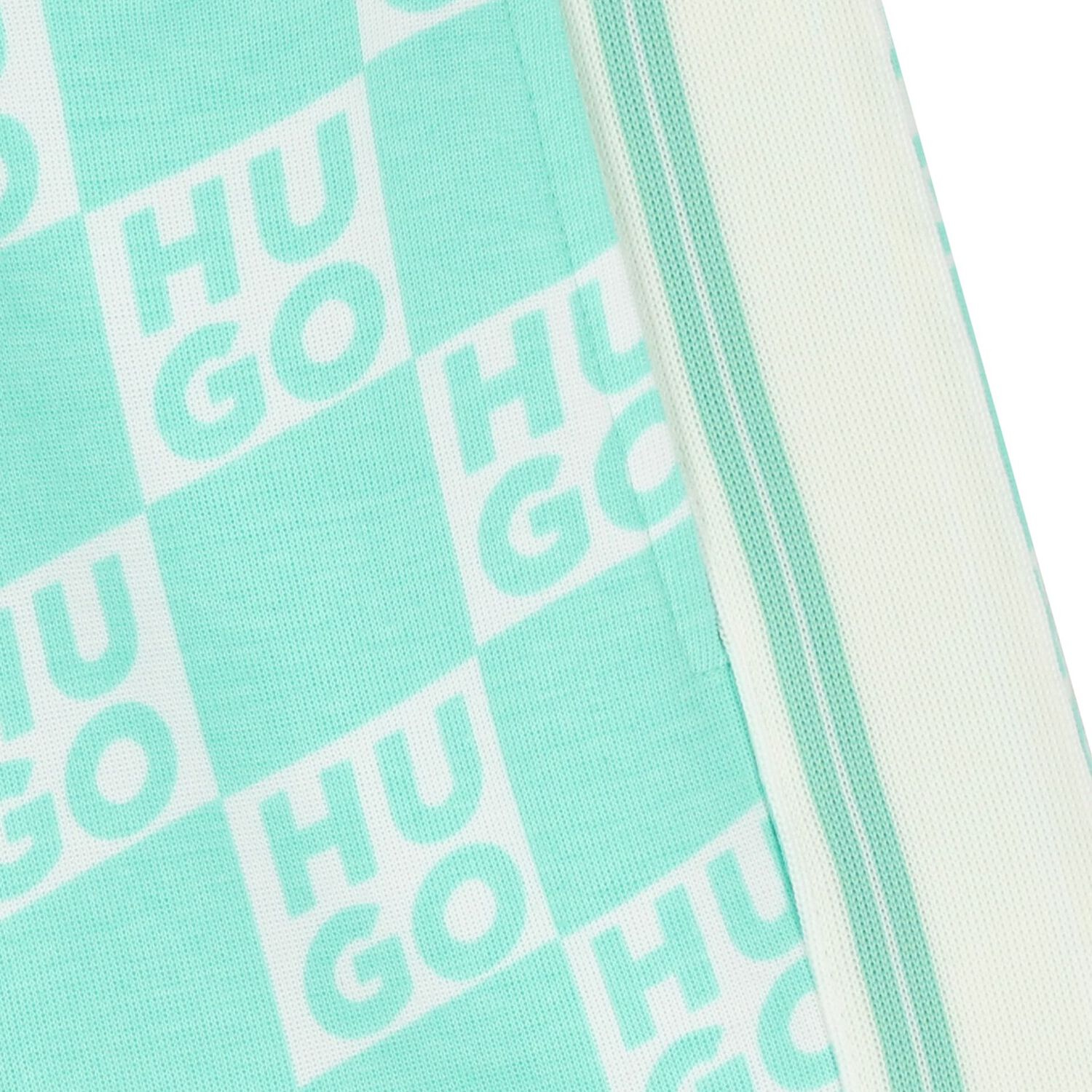 Boys Aqua & White Check Logo Shorts, 2, hi-res