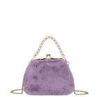 Girls Lilac Faux Fur Handbag, 2, hi-res