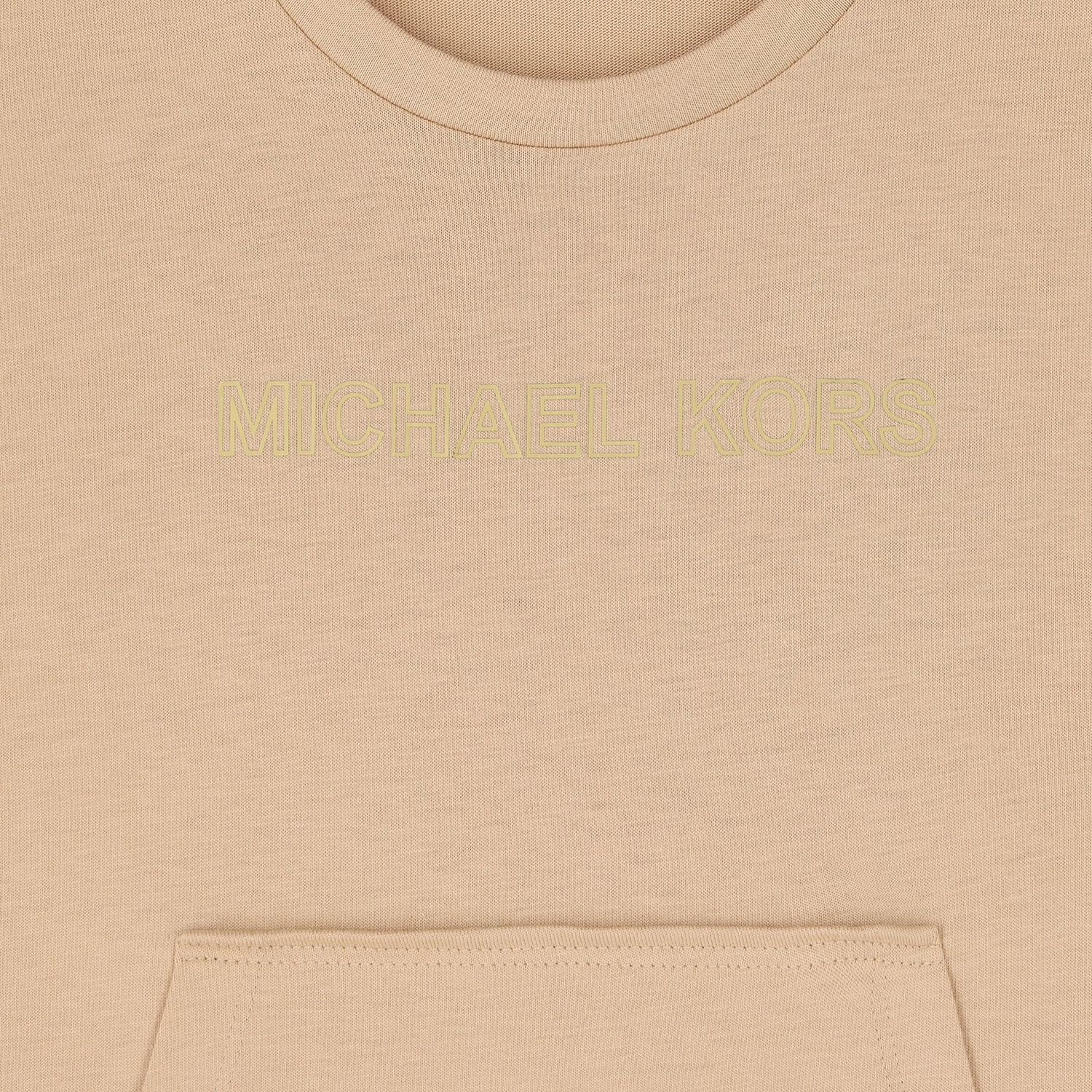 Girls Beige Logo Dress, 1, hi-res