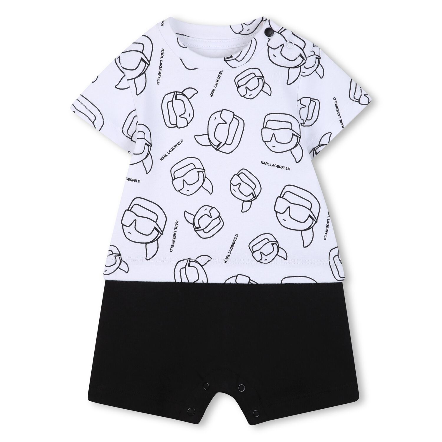 Baby Boys White & Black Ikonik Romper, 1, hi-res