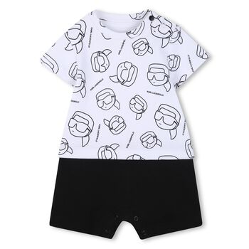 Baby Boys White & Black Ikonik Romper