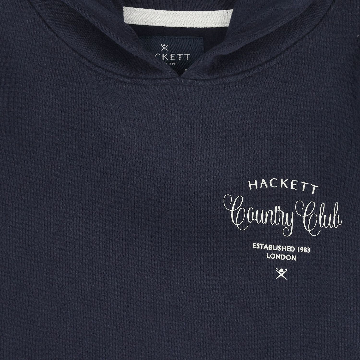 Boys Navy Blue Logo Hooded Top, 1, hi-res