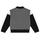 Girls Black & White Logo Zip Up Top, 1, hi-res
