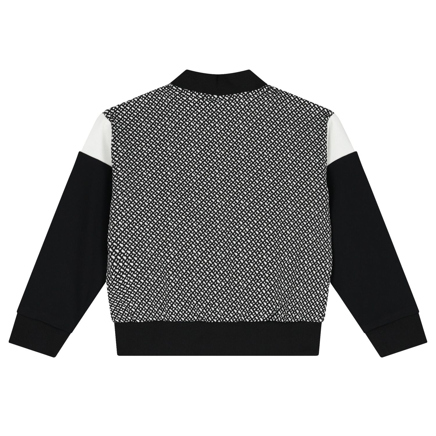 Girls Black & White Logo Zip Up Top, 1, hi-res