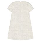 Girls Ivory Embellished Tweed Dress, 1, hi-res