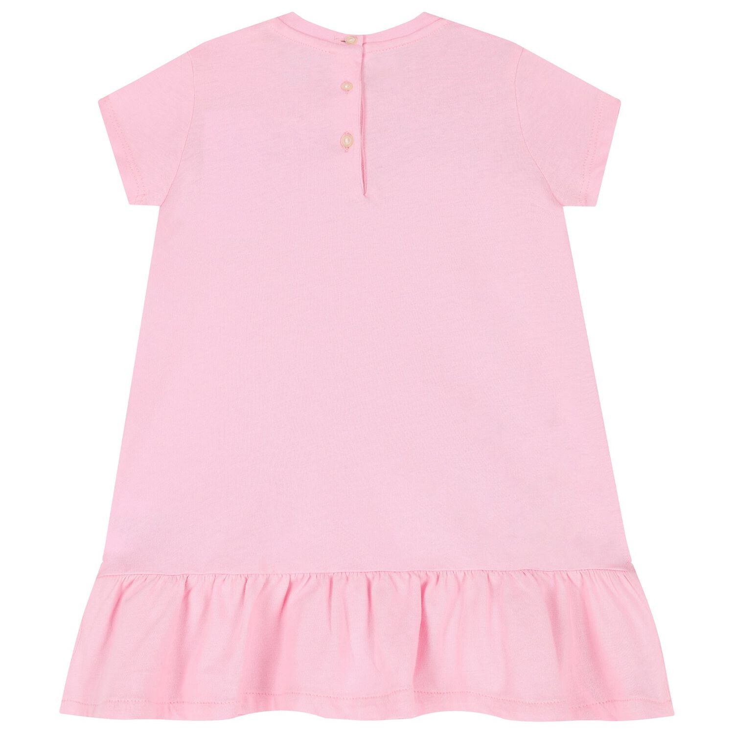 Baby Girls Pink Cotton Jersey Floral Logo Dress, 1, hi-res
