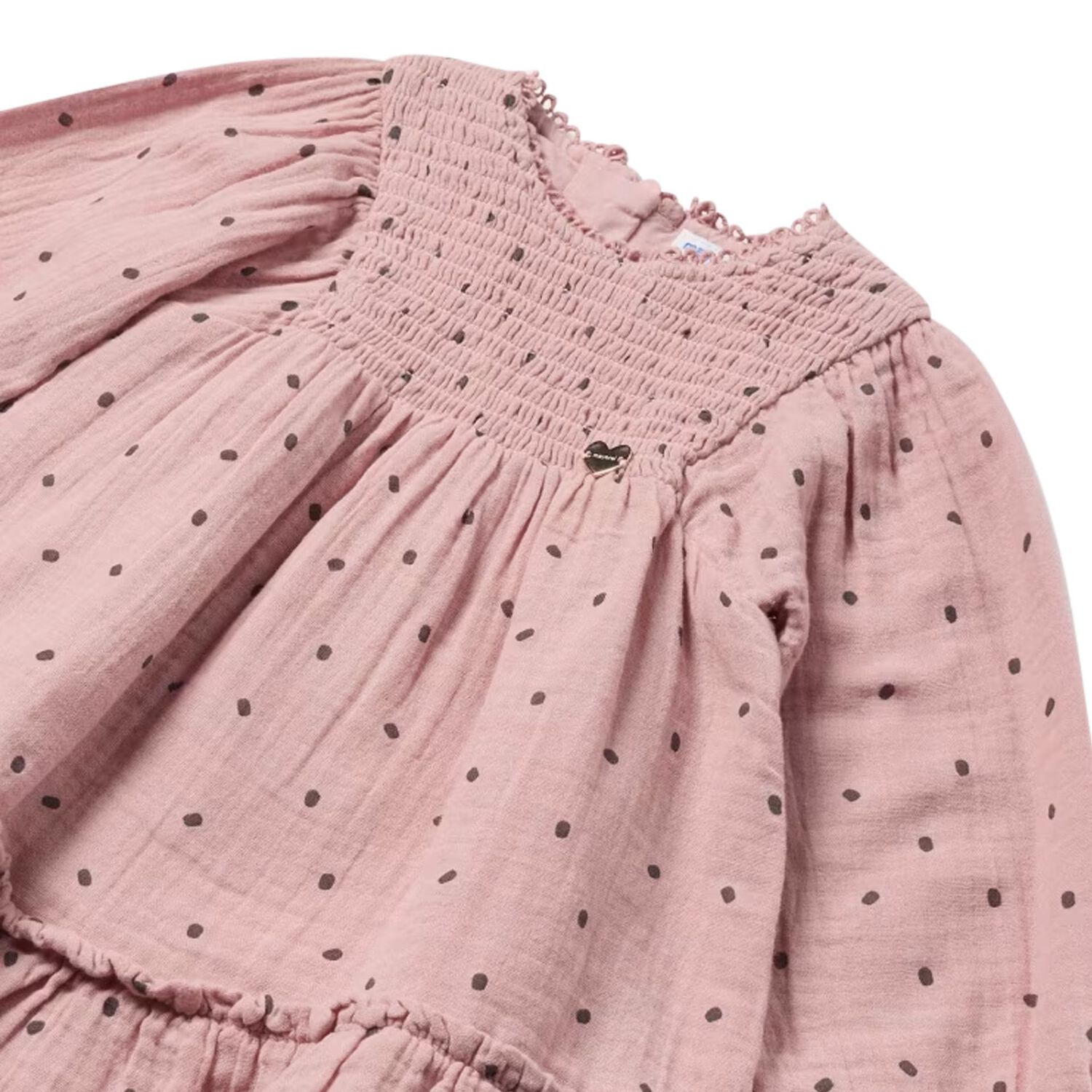 Younger Girls Pink Polka Dot Dress, 1, hi-res