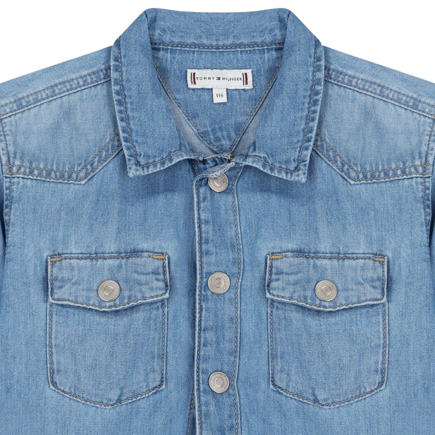 Girls Blue Denim Dress, 1, hi-res