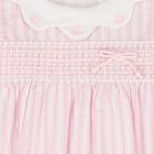 Baby Girls White & Pink Striped Romper, 1, hi-res