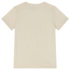 Boys Beige & Gold Logo T-Shirt, 1, hi-res