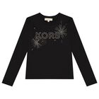 Girls Black Logo Long Sleeve Top, 1, hi-res