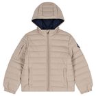 Boys Beige Logo Puffer Jacket, 1, hi-res
