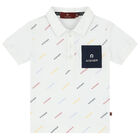 Younger Boys White Logo Polo Shirt, 1, hi-res