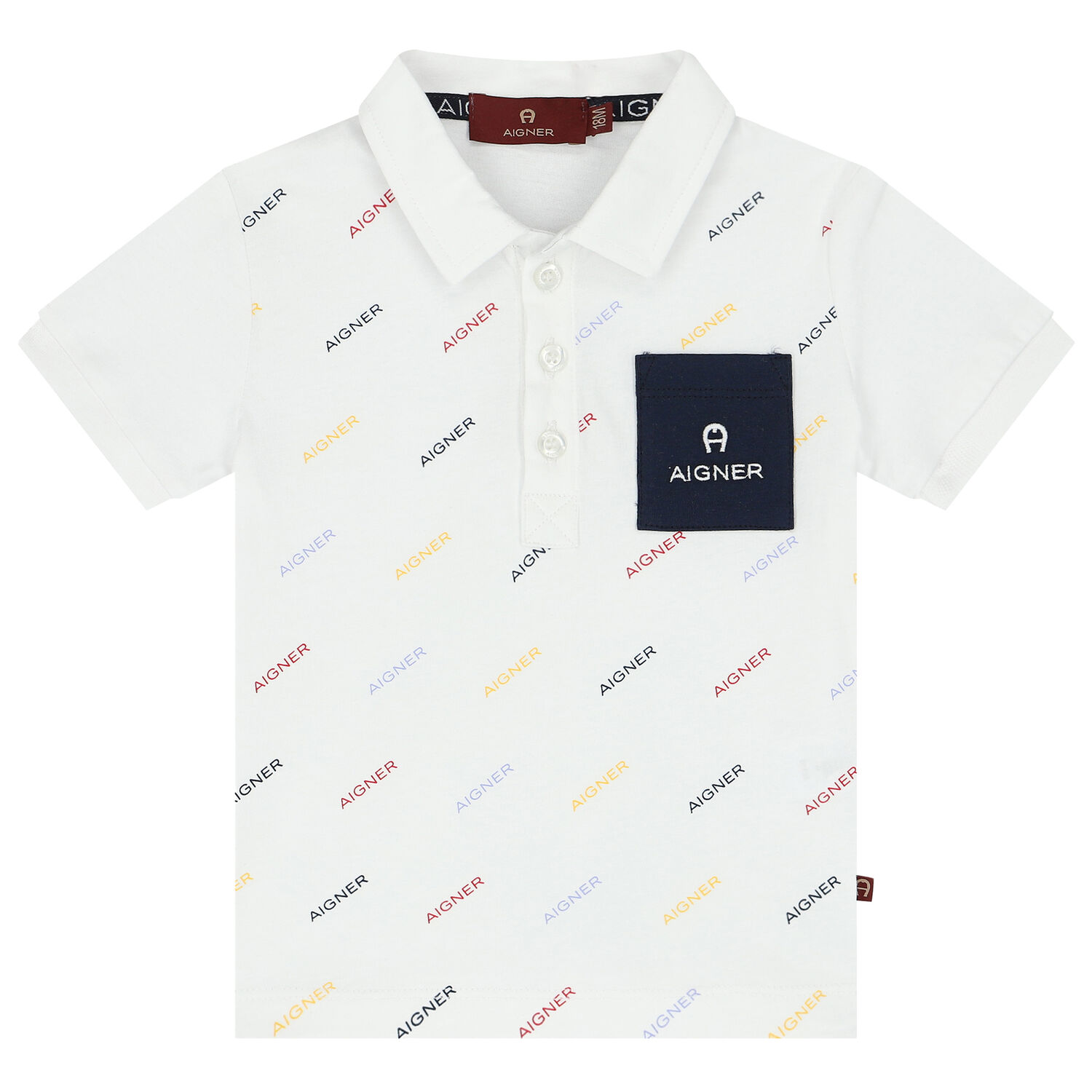 Younger Boys White Logo Polo Shirt, 1, hi-res
