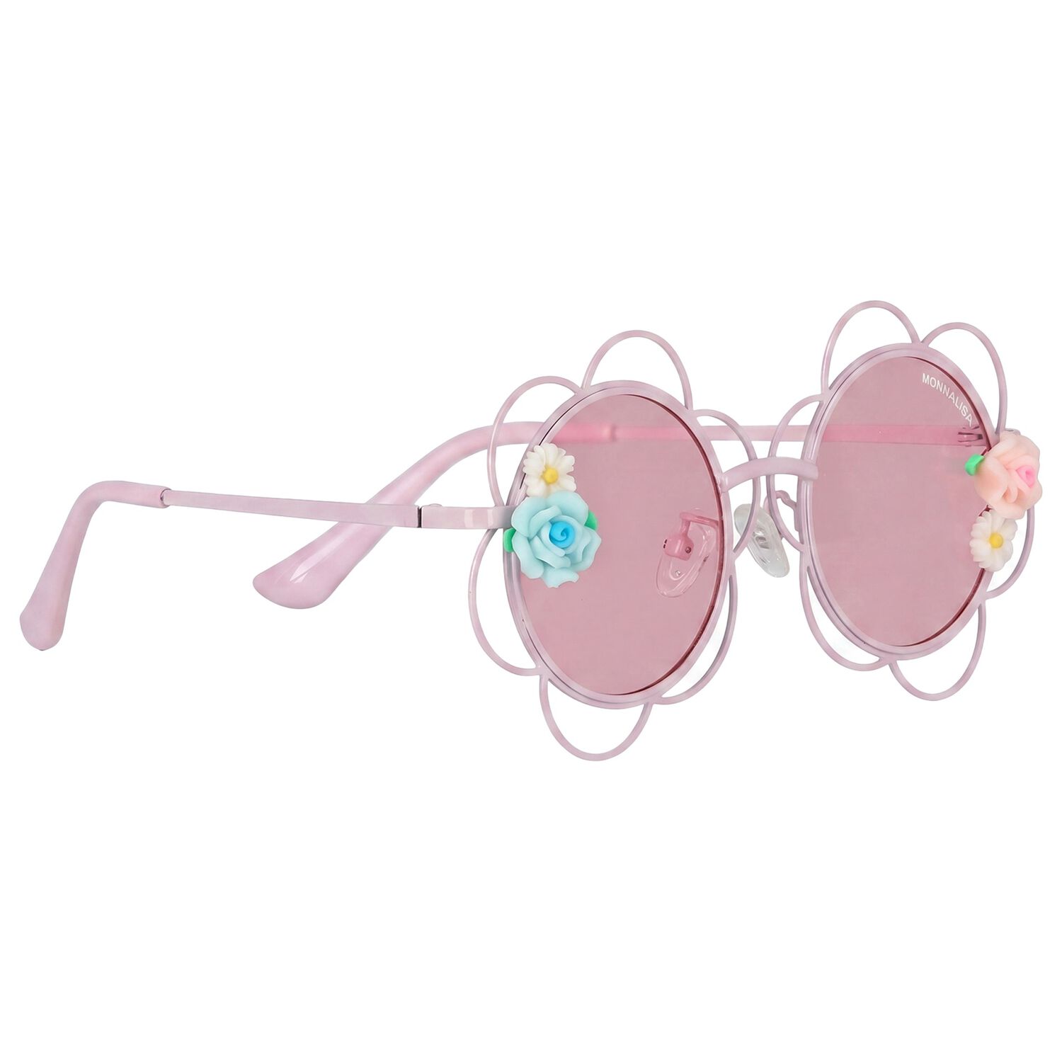Girls Pink Flower Sunglasses, 1, hi-res