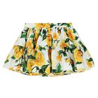 Girls Yellow & White Floral Skirt, 1, hi-res