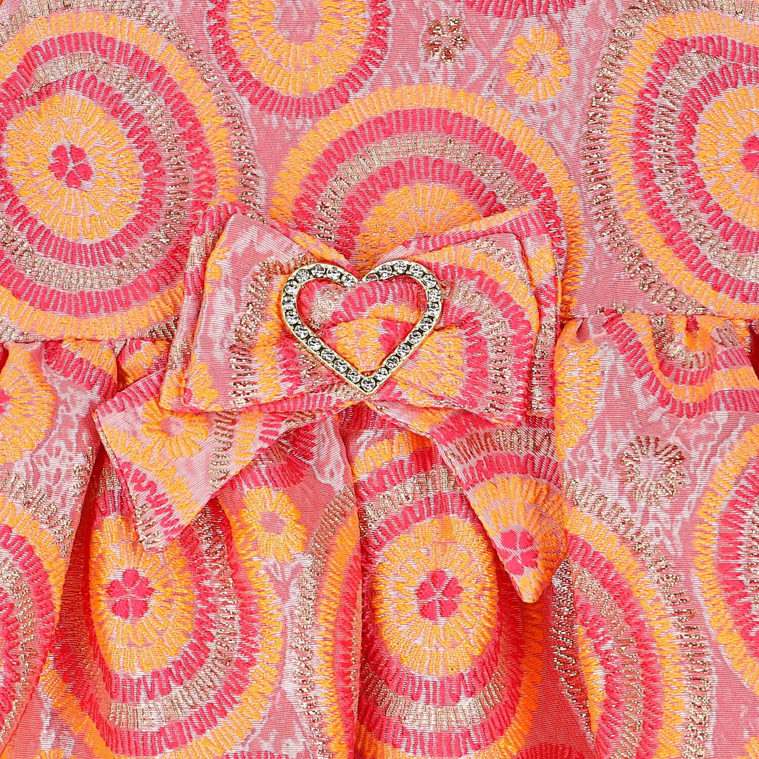 Girls Pink & Orange Circle Jacquard Dress, 4, hi-res image number null