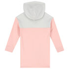 Girls Grey & Pink Logo Hooded Dress, 1, hi-res