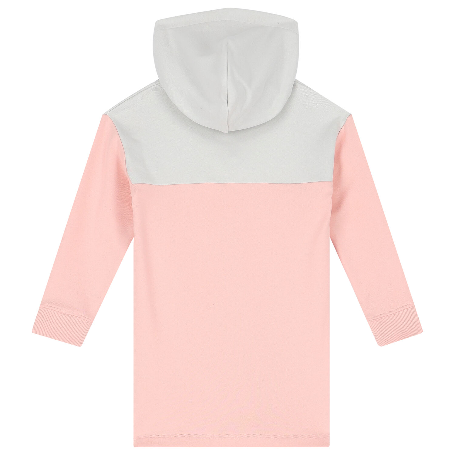 Girls Grey & Pink Logo Hooded Dress, 1, hi-res