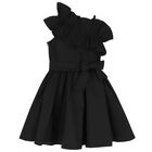 Girls Black Ruffle Dress, 1, hi-res