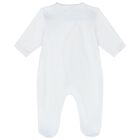Baby Boys White & Blue Kitten Babygrow, 1, hi-res
