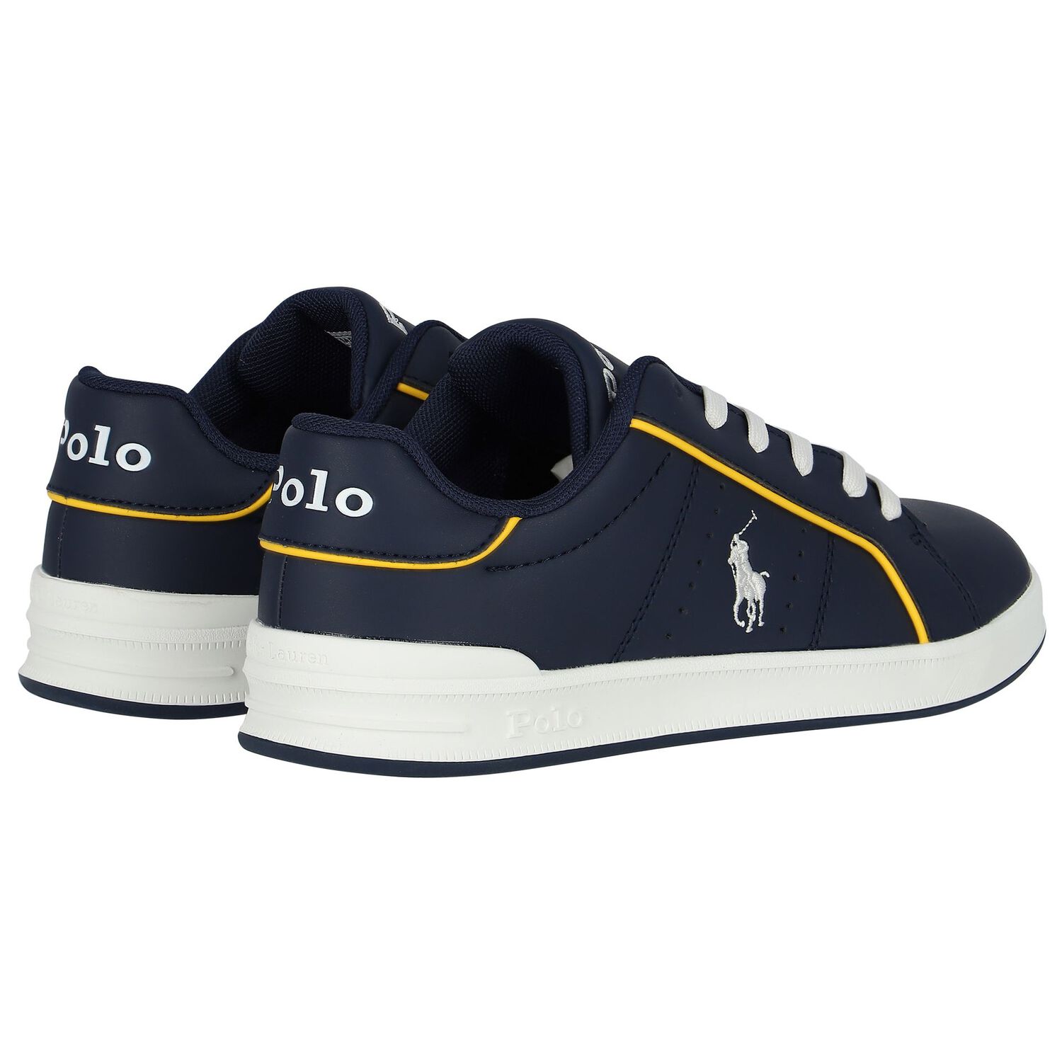 Boys Navy Blue Logo Trainers, 1, hi-res