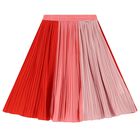 Girls Pink & Red Pleated Skirt, 1, hi-res