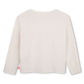 Girls Ivory Sequin Bird Long Sleeve Top