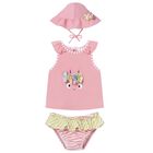 Baby Girls Pink & Yellow Swimsuit Set (3 Piece), 1, hi-res