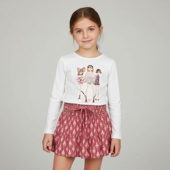 Girls White Dolls Long Sleeve Top