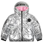 Girls Silver & Pink Reversible Puffer Jacket, 1, hi-res