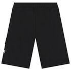 Boys Black Logo Tape Shorts, 2, hi-res