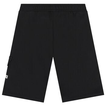 Boys Black Logo Tape Shorts